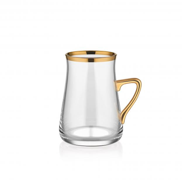 TARABYA HANDLE BRIGHT GOLD TEA GLASS ST 6 PIECE